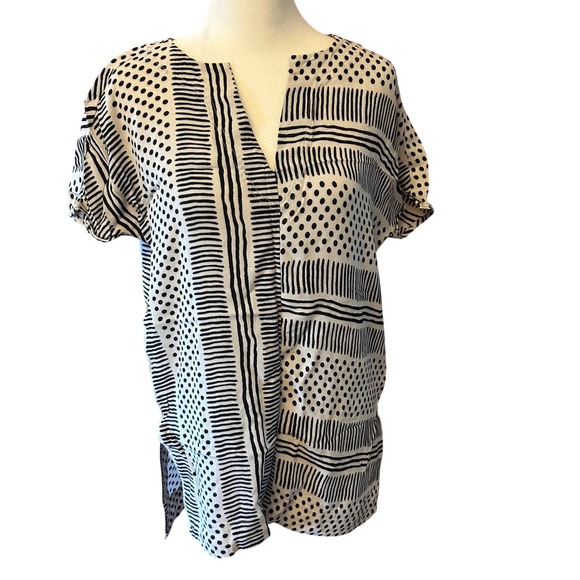 Madewell Tops - Madewell Central Shirt Women XS Black White Excellent Polka Dot Striped Viscose